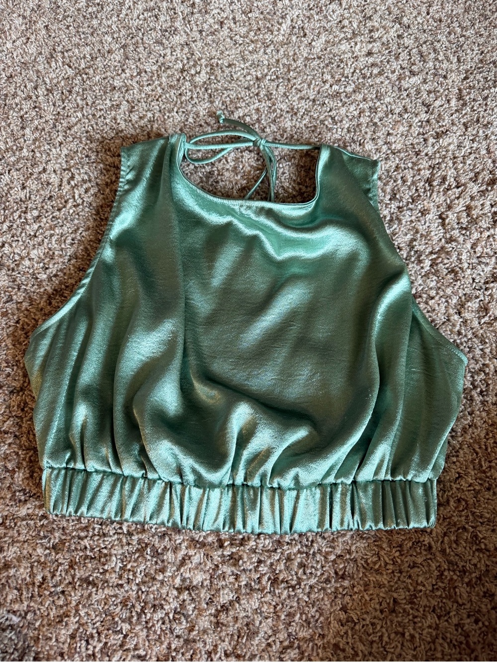Double Zero Shimmery Teal Green Cropped Halter Top